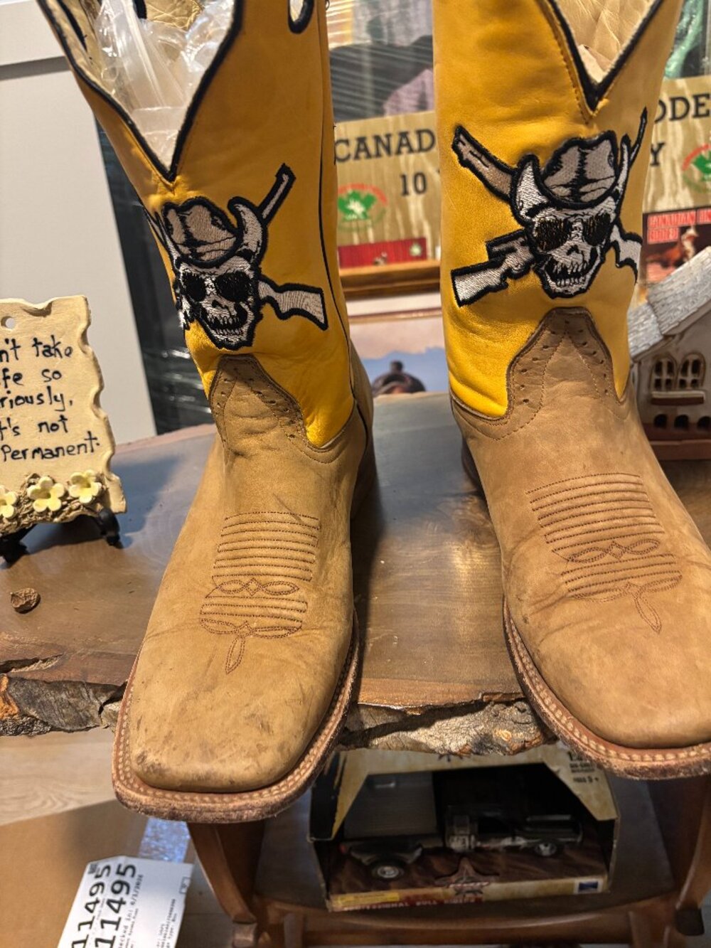 Awesome Cowboy Boots "Keep it Fricking Hillbilly" Tan Leather
